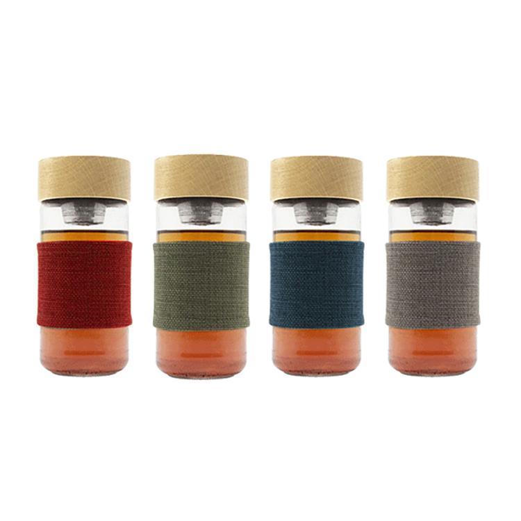 玻璃磁力耐熱濾茶杯(含防燙布套)