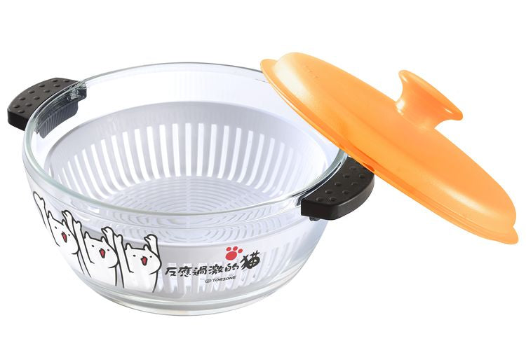反應過激的貓耐熱玻璃調理缽1.5L(白色)『11/11~16限時折扣』