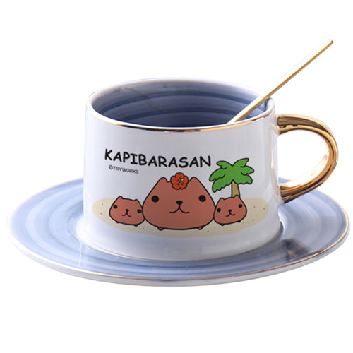 日本【水豚君KAPIBARASAN】漸變咖啡杯盤組(夏威夷)