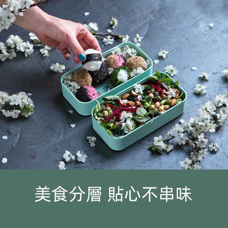 法國【MONBENTO】MB原創長方形雙層便當盒-馬卡龍綠(無分隔盒)