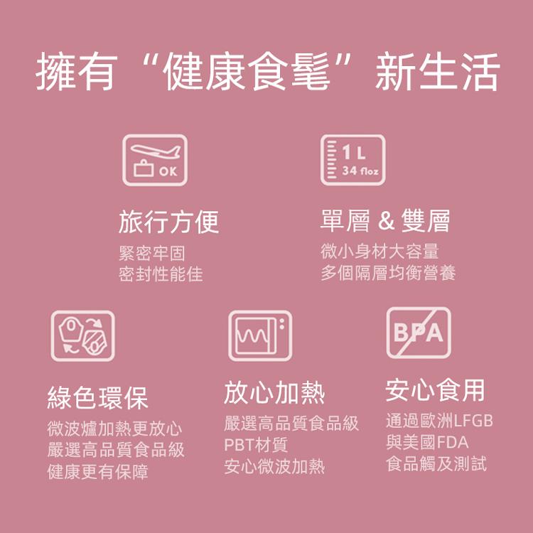 法國【MONBENTO】MB原創長方形雙層便當盒-芝芝莓莓