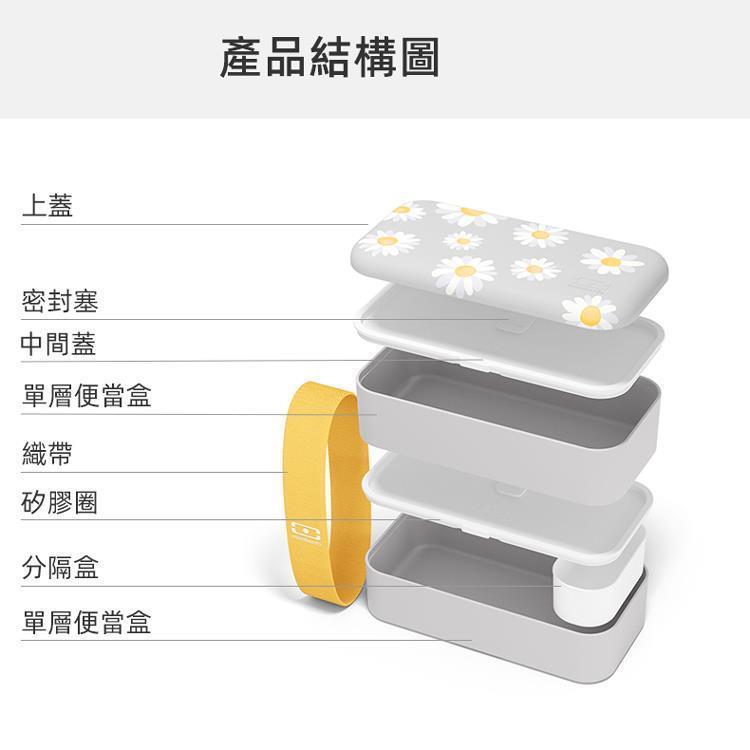 法國【MONBENTO】MB原創長方形雙層便當盒-小雛菊