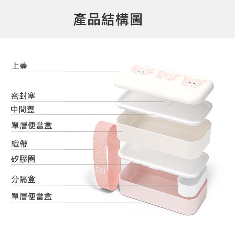 法國【MONBENTO】MB原創長方形雙層便當盒-萌粉玲娜