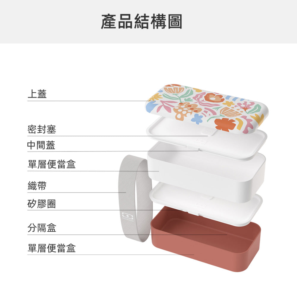 法國【MONBENTO】MB原創長方形雙層便當盒-玩色時光