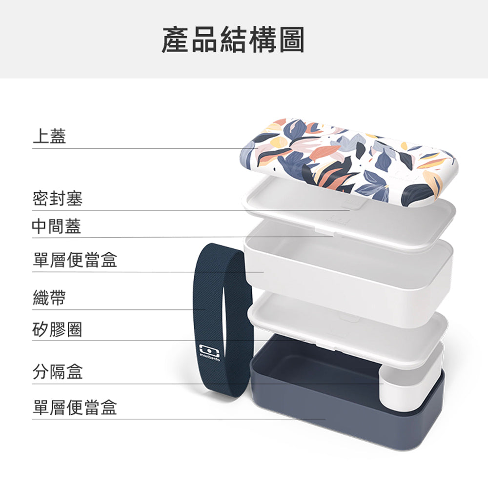法國【MONBENTO】MB原創長方形雙層便當盒-落葉時雨