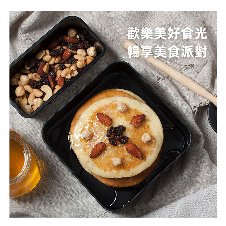 法國【MONBENTO】MB原創方形雙層便當盒-黑色