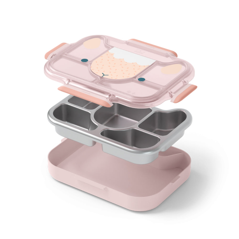 法國【MONBENTO】MB兒童分隔托盤餐盒-蜜桃粉羊駝