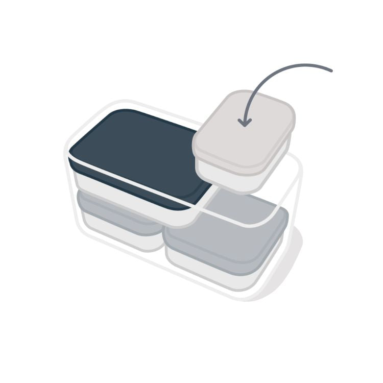 法國【MONBENTO】MB可加熱分隔盒4入組(S+L+ 2XM)-沉穩灰