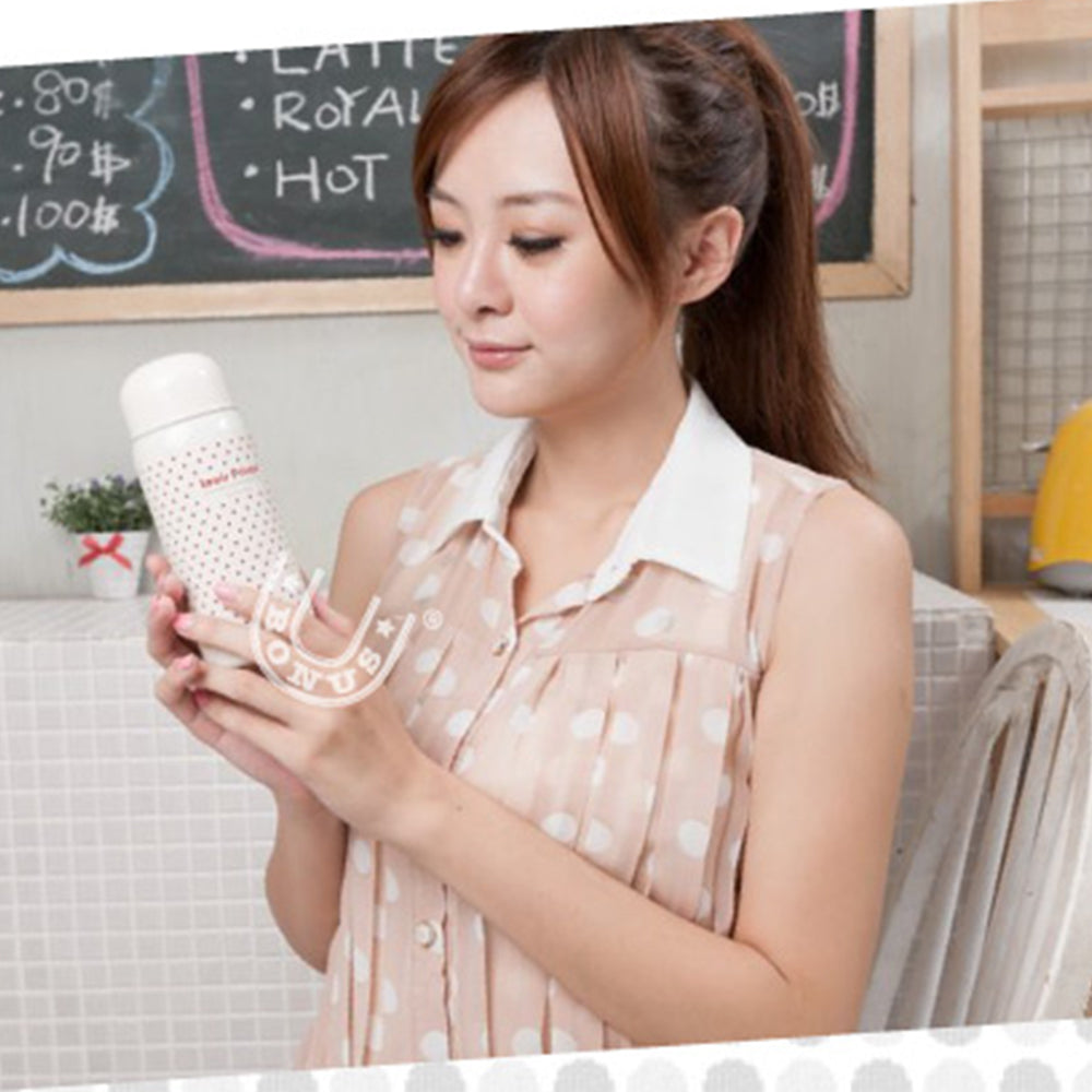 【路易王子】真空恬點杯(紅底白點) 小巧便攜，保溫效能佳