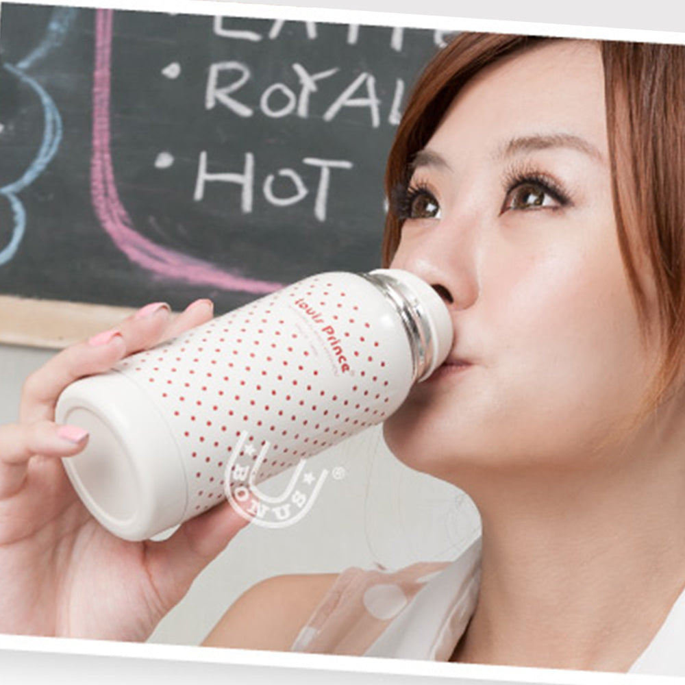 【路易王子】真空恬點杯(紅底白點) 小巧便攜，保溫效能佳