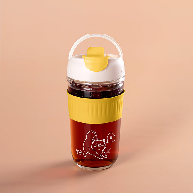 【優柏納斯UBONUS】Q萌柴犬玻璃雙飲杯530ml