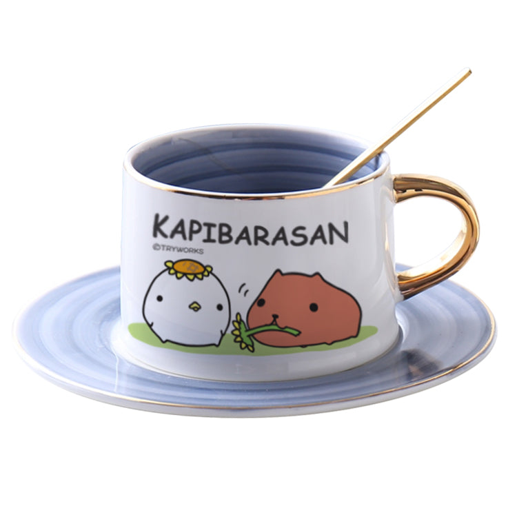 日本【水豚君KAPIBARASAN】漸變咖啡杯盤組(向日葵)