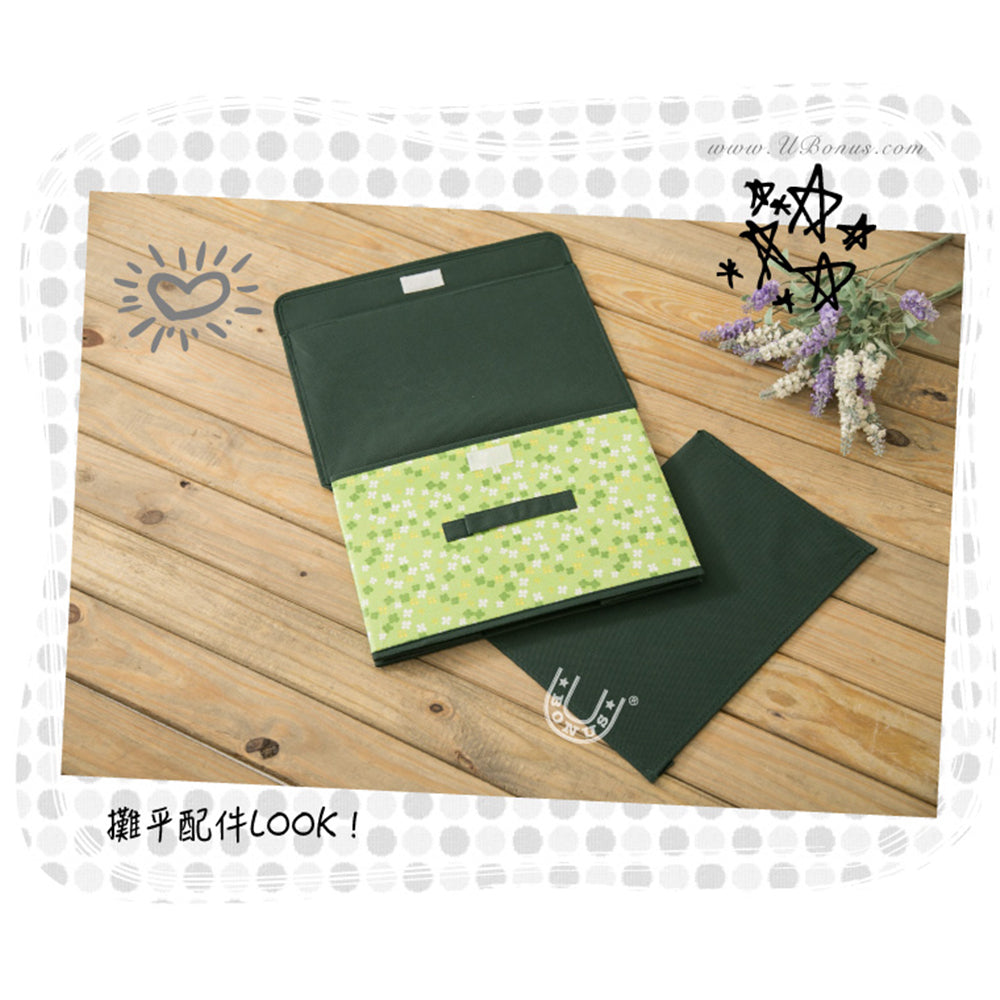 【優柏納斯UBONUS】幸運碎花不織布折疊收納箱(綠)