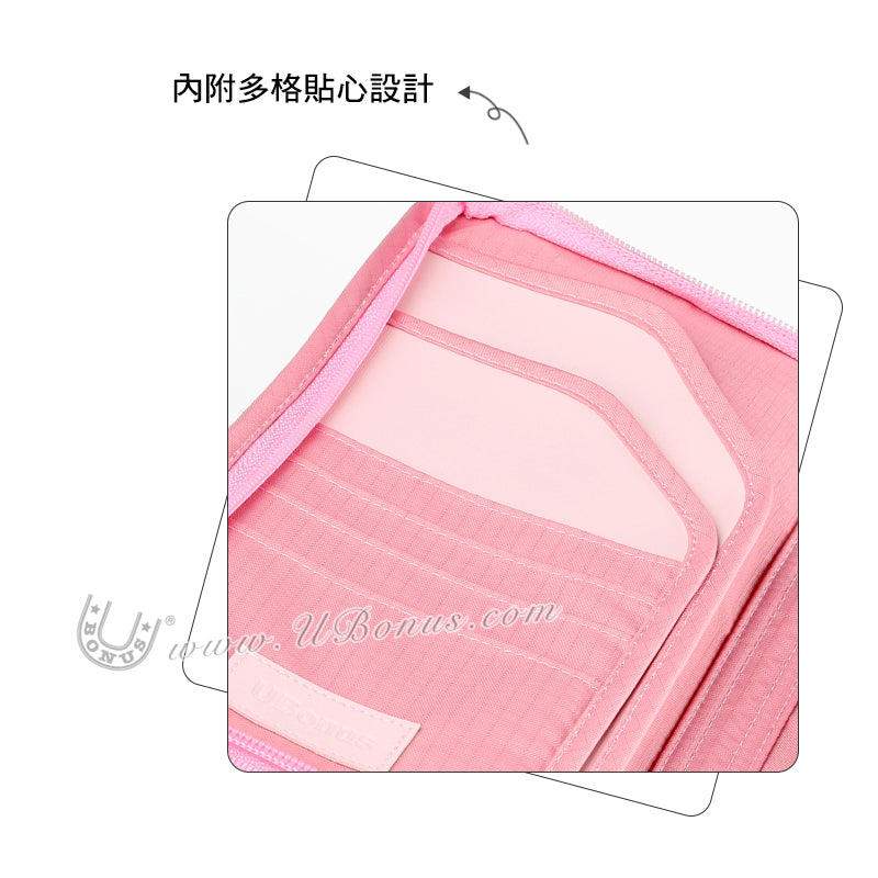【優柏納斯UBONUS】旅行必備 甜蜜粉紅小熊護照夾