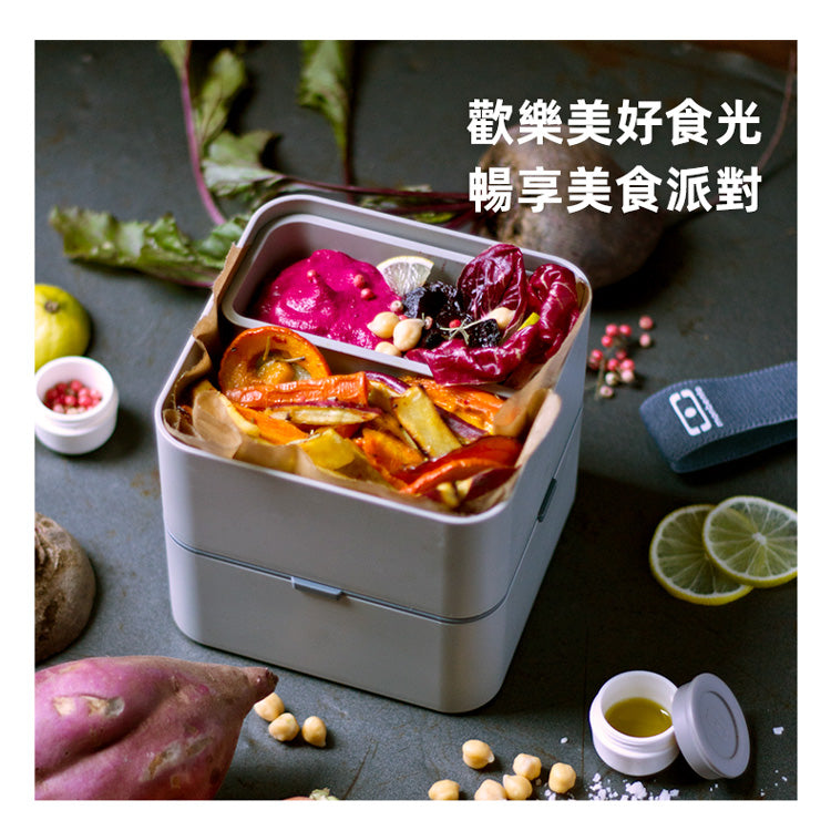法國【MONBENTO】MB原創方形雙層便當盒－冰川灰
