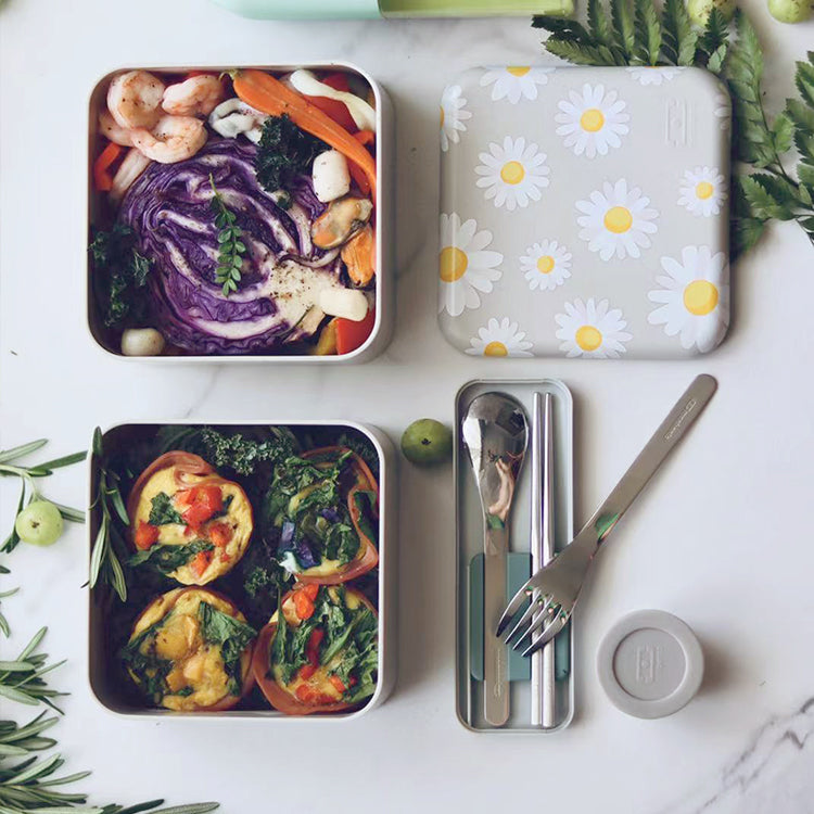 法國【MONBENTO】MB原創方形雙層便當盒－小雛菊