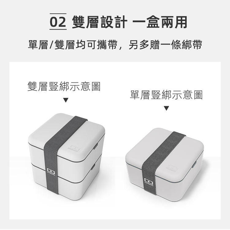 法國【MONBENTO】MB原創方形雙層便當盒－小雛菊