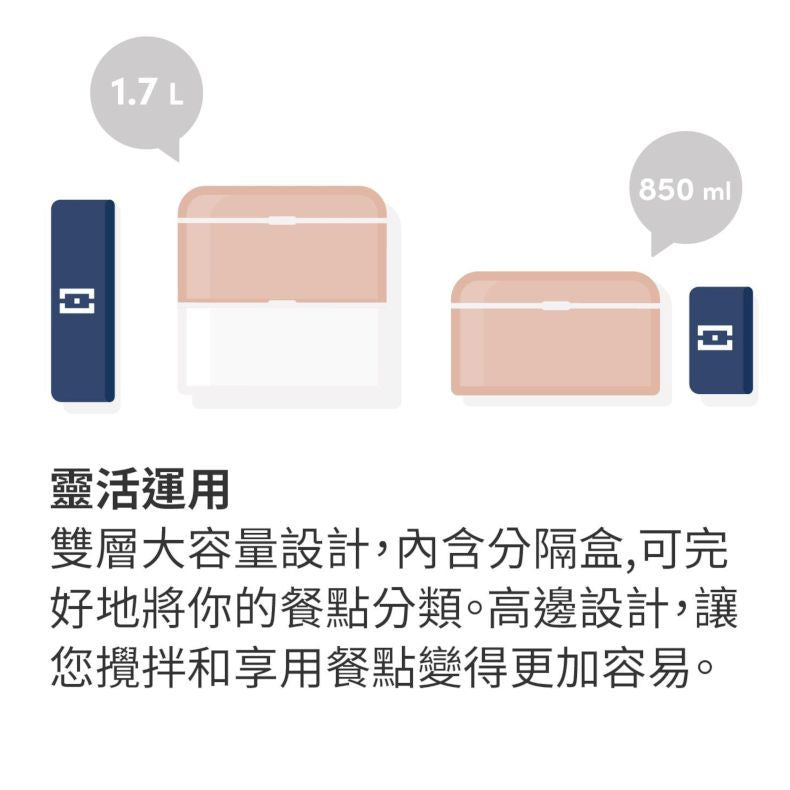 法國【MONBENTO】MB原創方形雙層便當盒－青櫻盛放