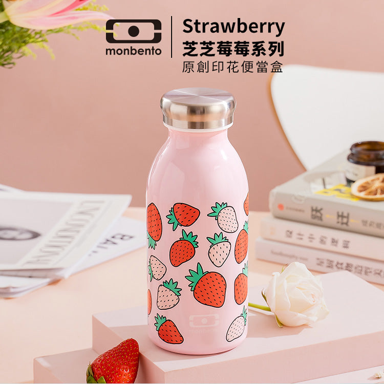 法國【MONBENTO】MB不鏽鋼真空保溫牛奶瓶－芝芝莓莓