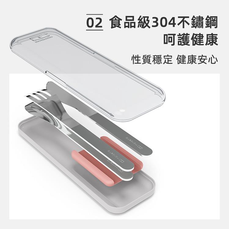 法國【MONBENTO】MB便攜刀叉勺餐具盒－玫瑰粉