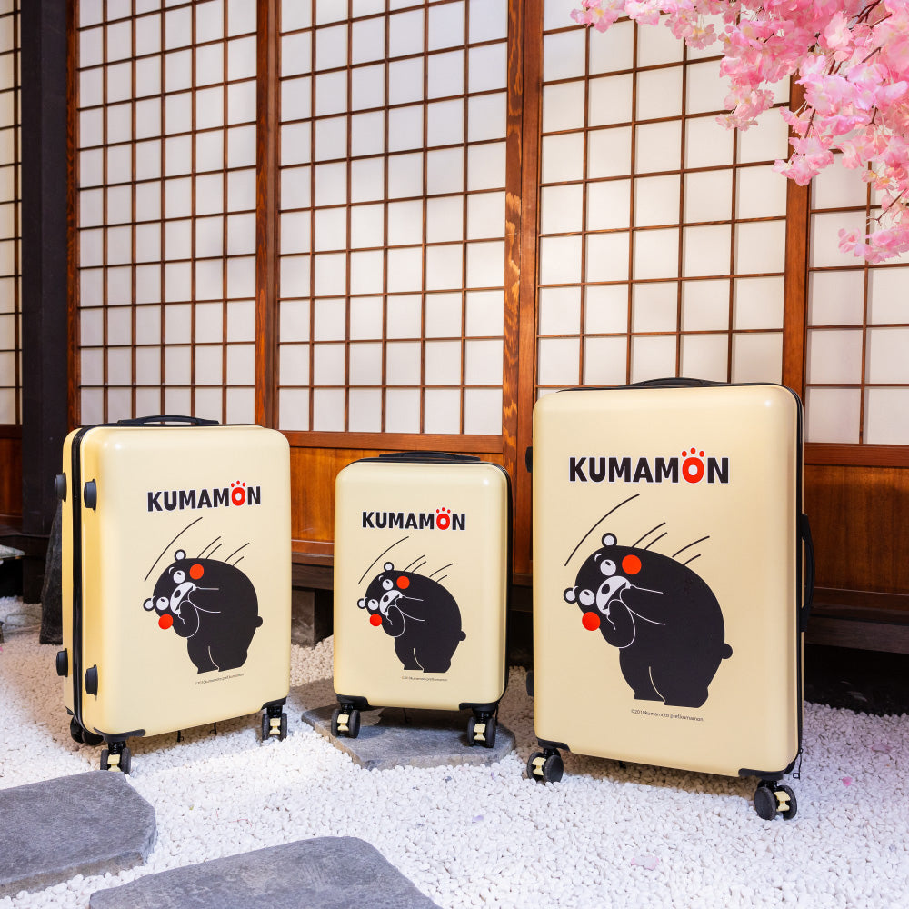 日本官方授權【KUMAMON熊本熊】避震靜音行李箱20+24+28吋三件組(黃)