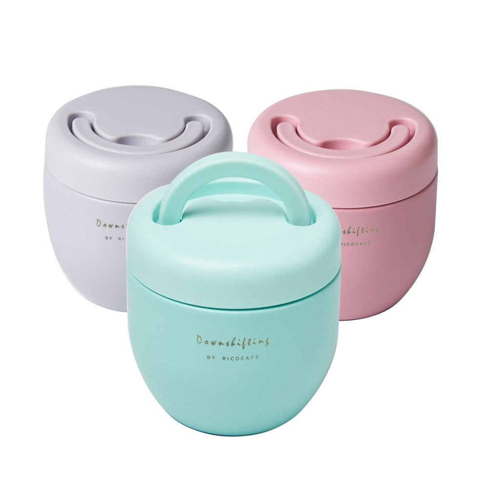 【RICOCAFE】真空提把保溫碗 600ml 304不銹鋼 三色隨機『11/11~16限時折扣』